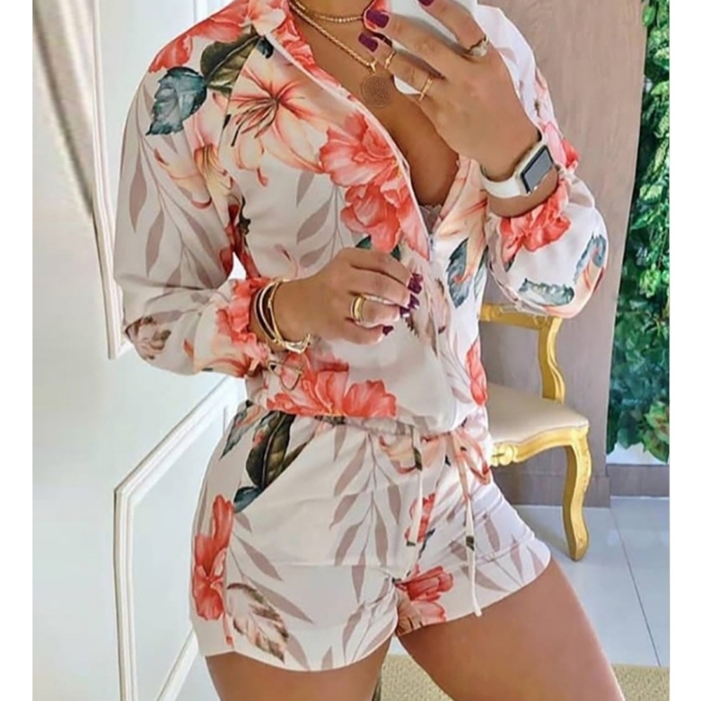 Floral short tracksuit